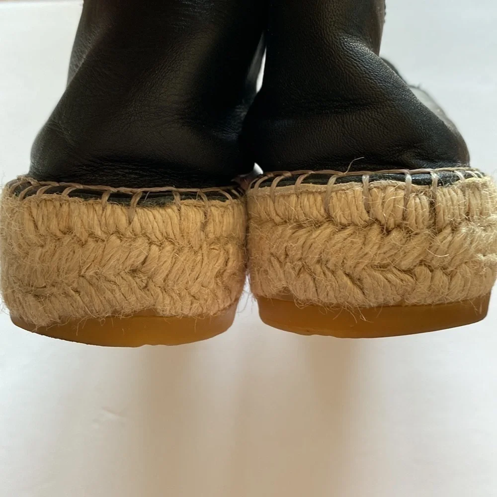 Fabiolas leather espadrilles platform women’s 7.5 platform black VGUC